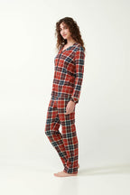 Vamp Pyjama Katoen Schotse Ruit met Knoopsluiting