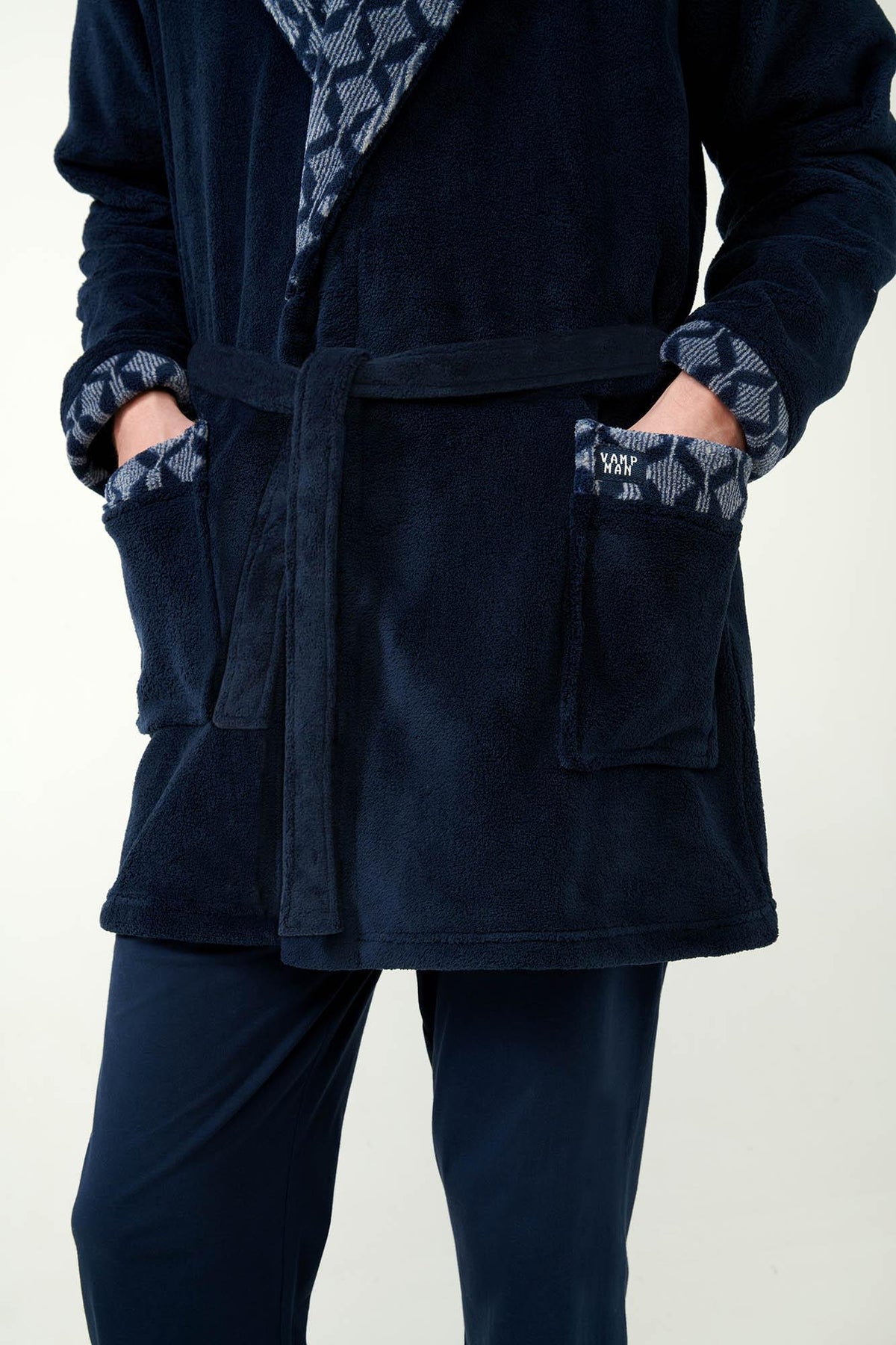 Vamp Heren Kamerjas Fleece Donkerblauw