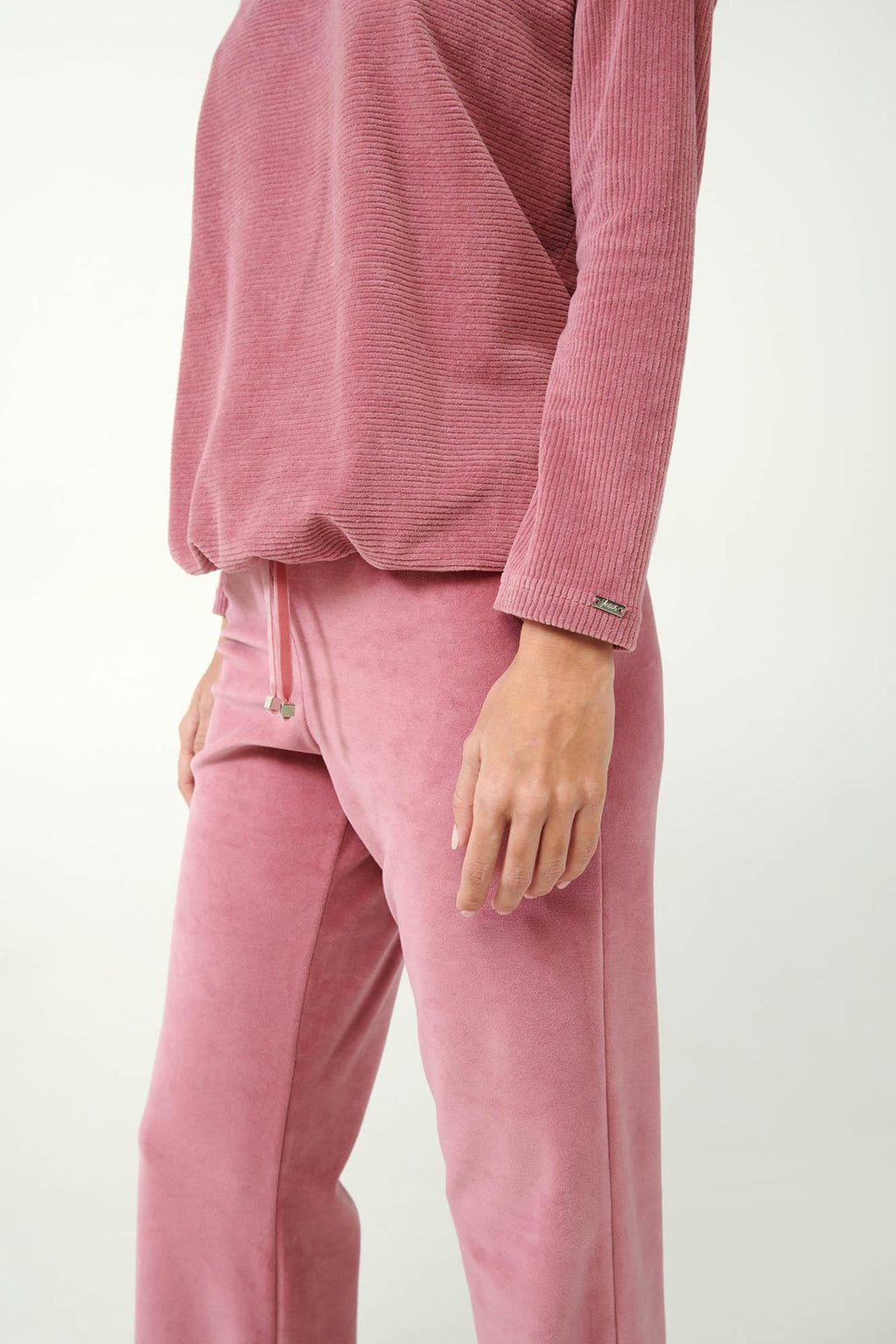 Vamp Velours Loungeset met Ribtop Oudroze