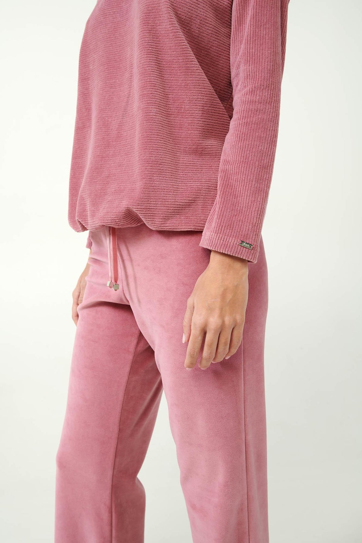 Vamp Velours Loungeset met Ribtop Oudroze