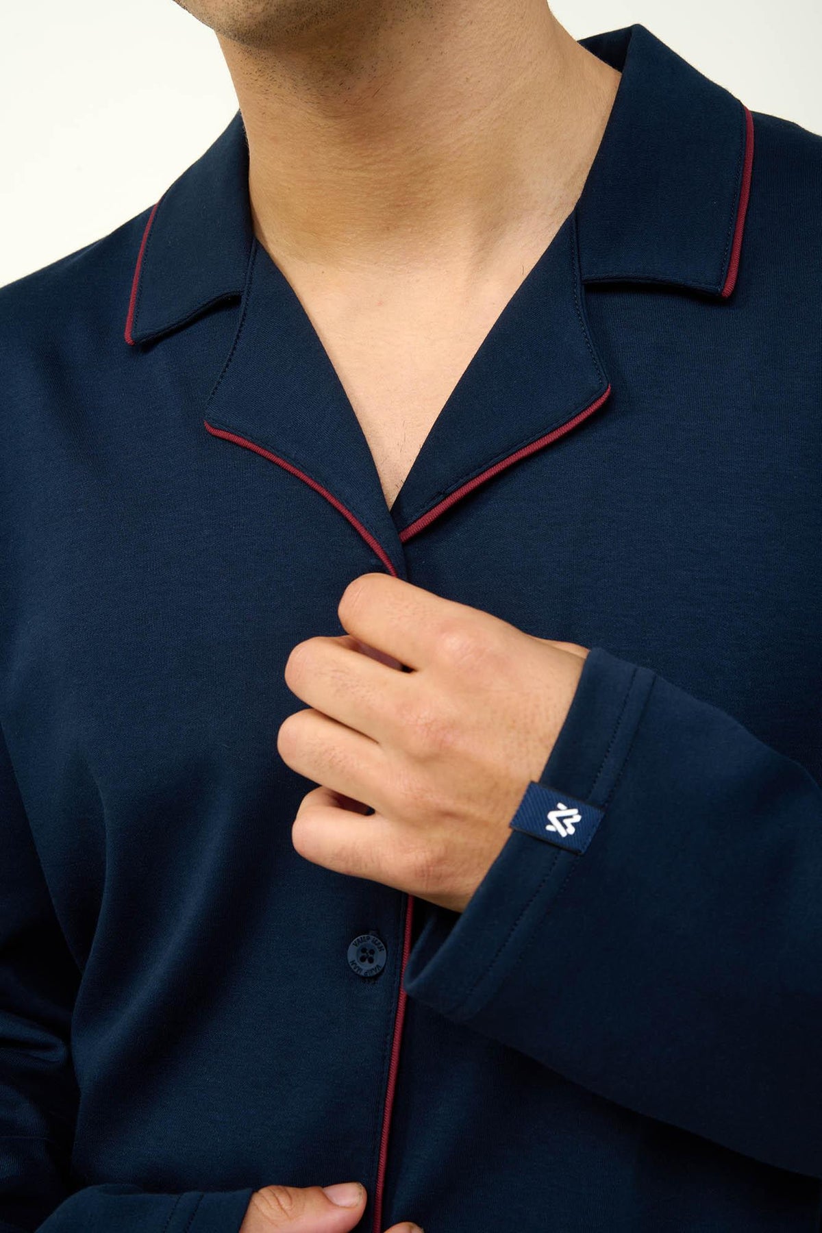 Vamp Herenpyjama Katoen met Knoopsluiting Donkerblauw