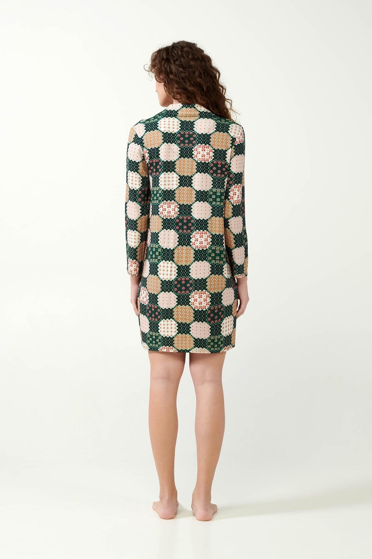 Vamp Nachthemd Viscose met Knoopsluiting Groen