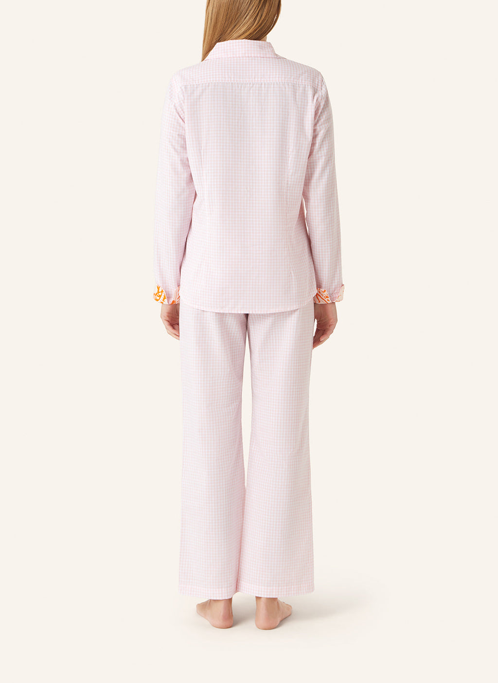 Yellamaris Pyjama Vichy Roze - achterkant