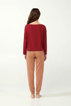 Vamp Pyjama Micromodal Rood met Retroprint