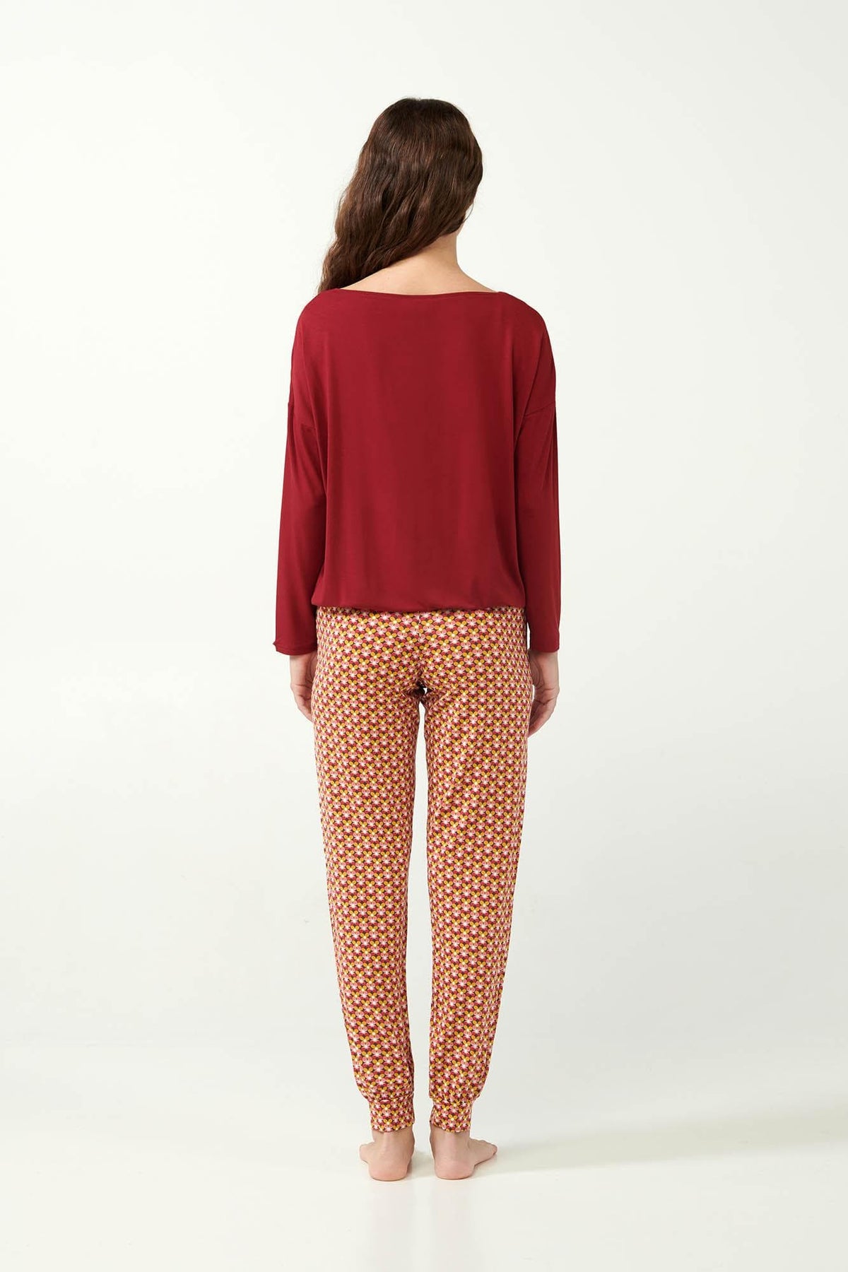 Vamp Pyjama Micromodal Rood met Retroprint
