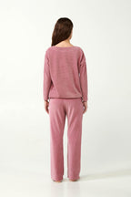 Vamp Velours Loungeset met Ribtop Oudroze