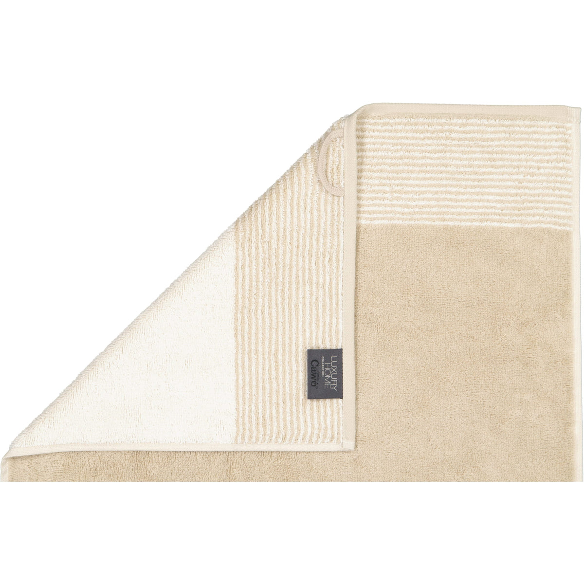 Cawö handdoek Two-Tone Sand detail 3