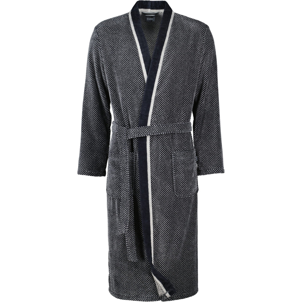 Cawö herenbadjas kimono Silber-schwarz detail 2