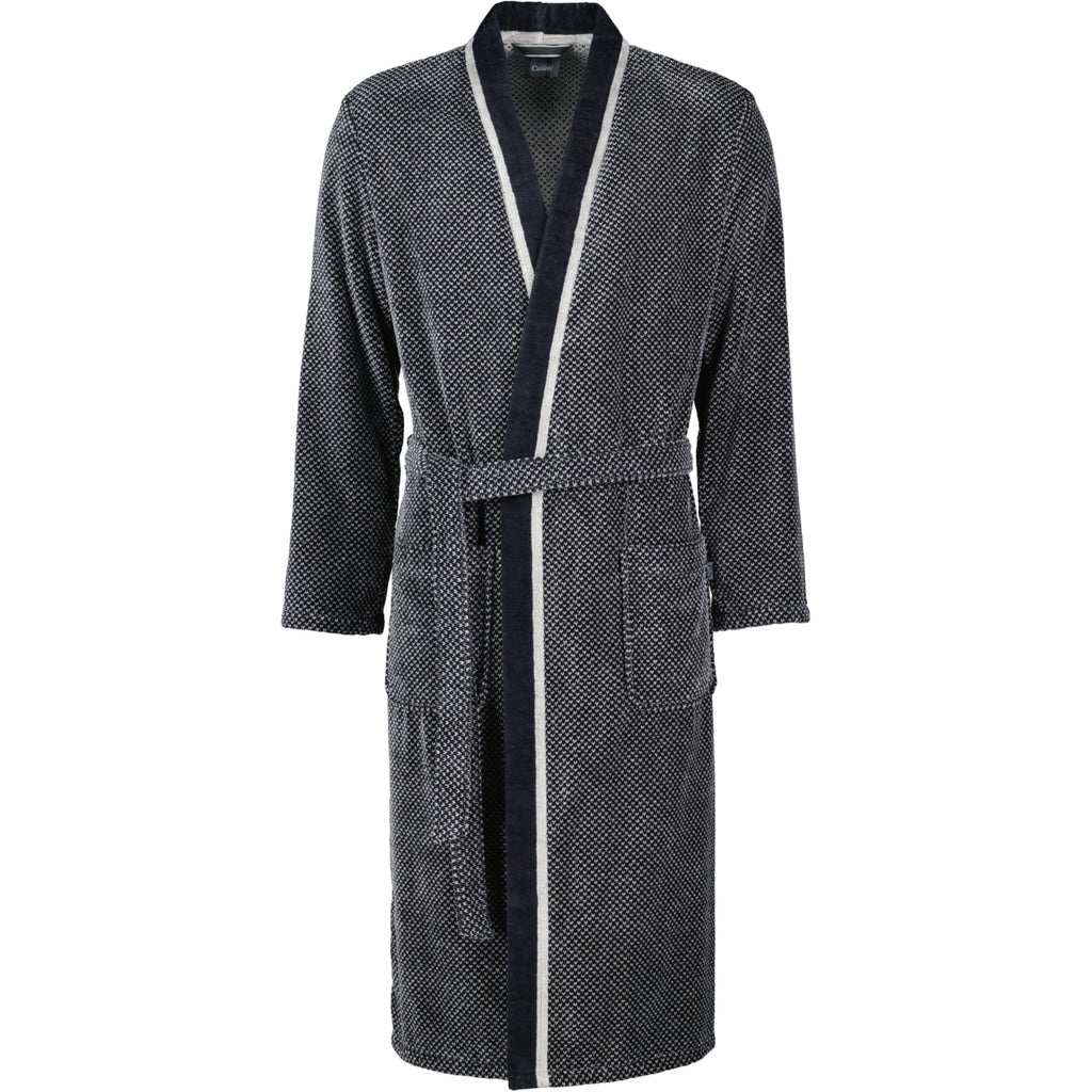 Cawö herenbadjas kimono Silber-schwarz