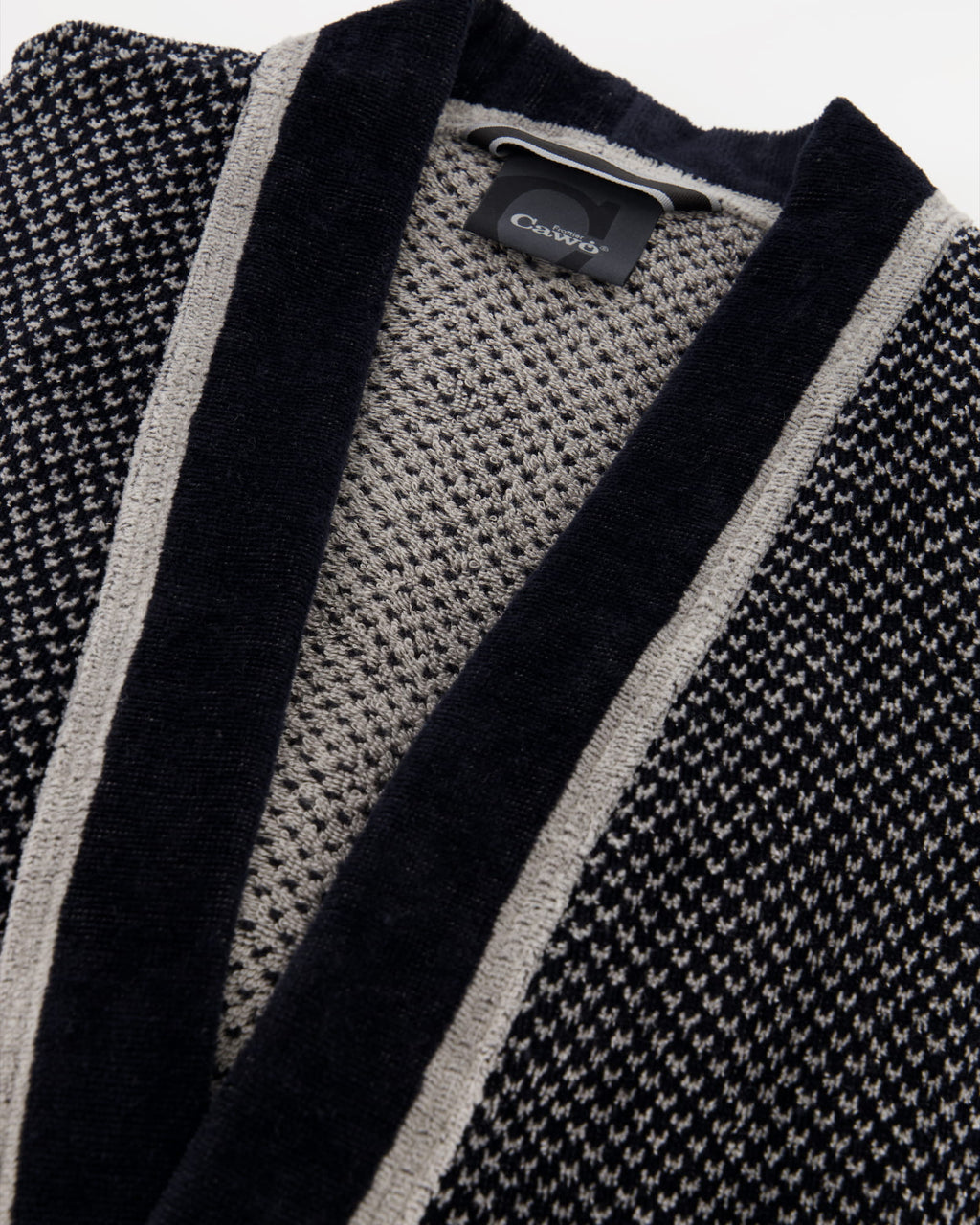 Cawö herenbadjas kimono Silber-schwarz detail 3