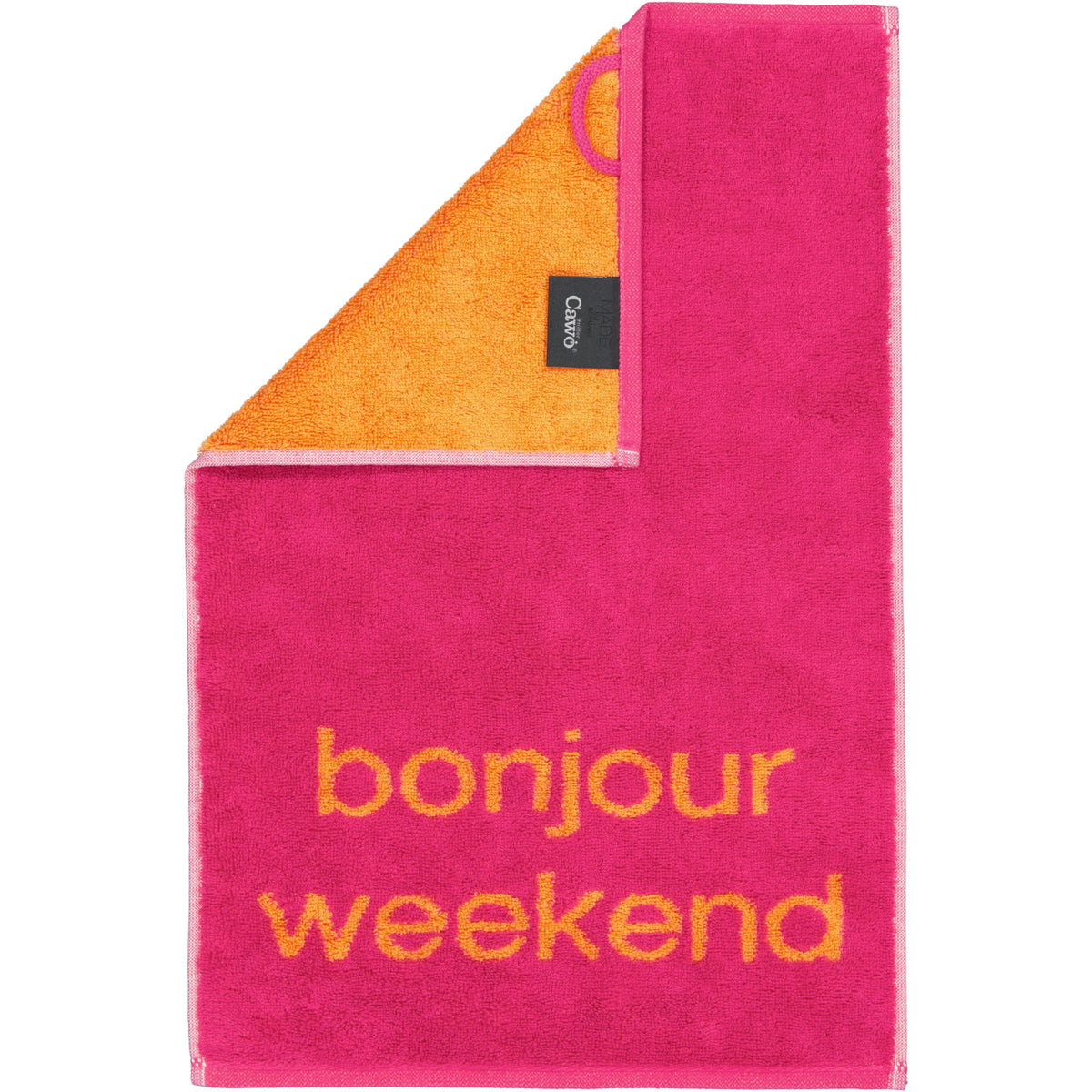Cawö Postcard Towels gastendoekje bonjour weekend en voilà!