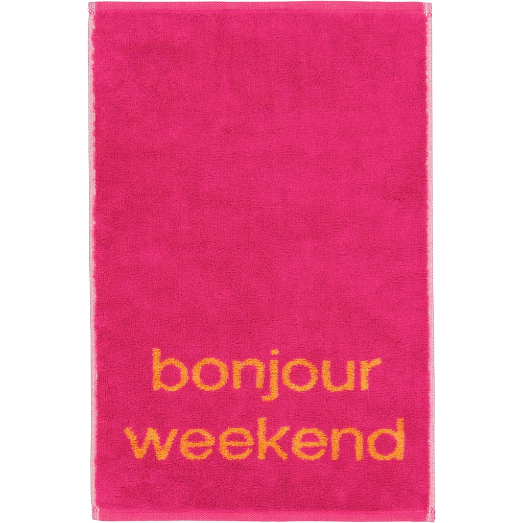 Cawö Postcard Towels gastendoekje bonjour weekend en voilà! detail 2