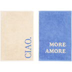 Cawö Postcard Towels gastendoekje CIAO en MORE AMORE detail 4