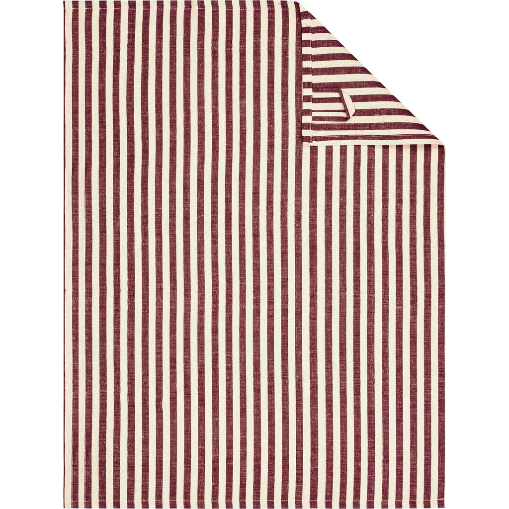 Cawö Linen Classics theedoek streep Bordeaux