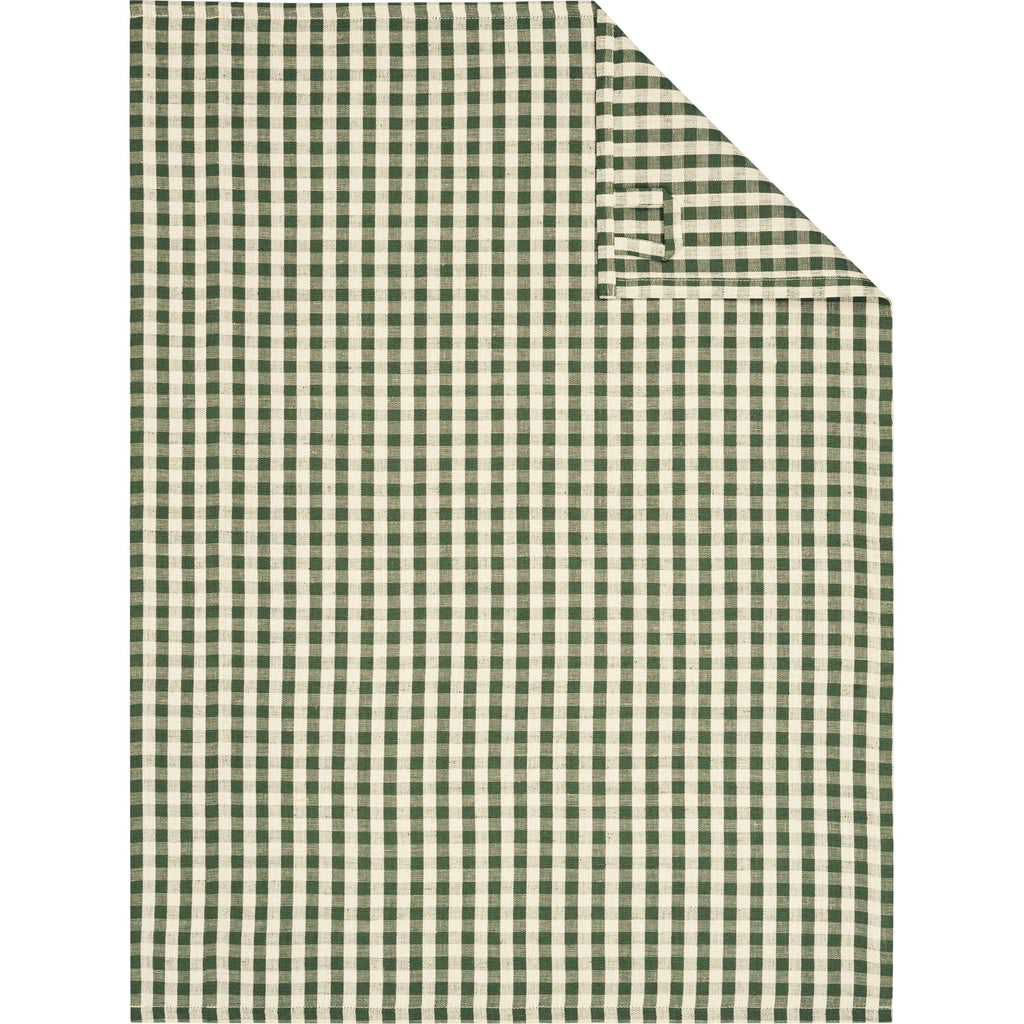 Cawö Linen Classics theedoek vichy Olijf