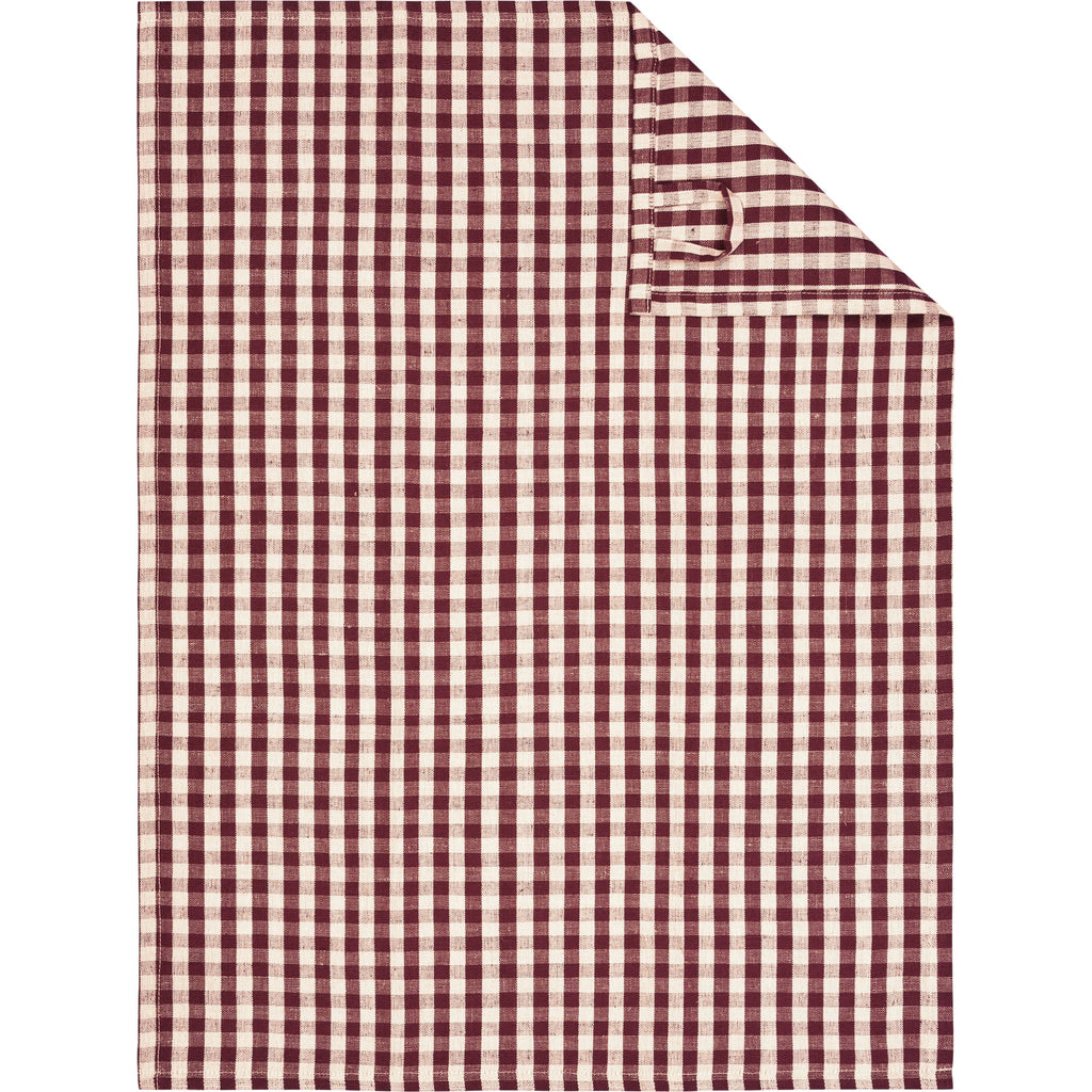 Cawö Linen Classics theedoek vichy Bordeaux