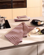 Cawö Linen Classics theedoeken Bordeaux sfeer