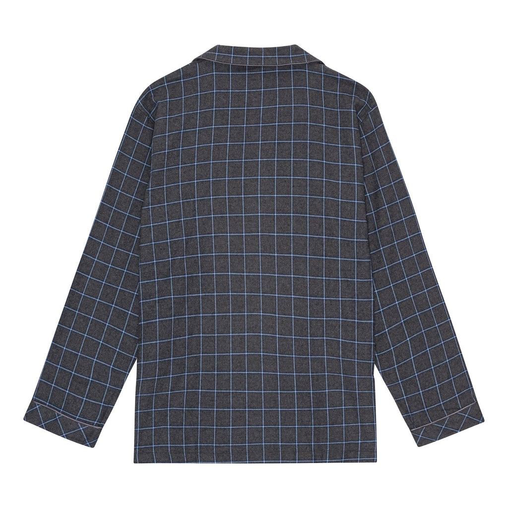 Ambassador Heren Pyjama Oslo Flanel Grijs Blauw Ruit