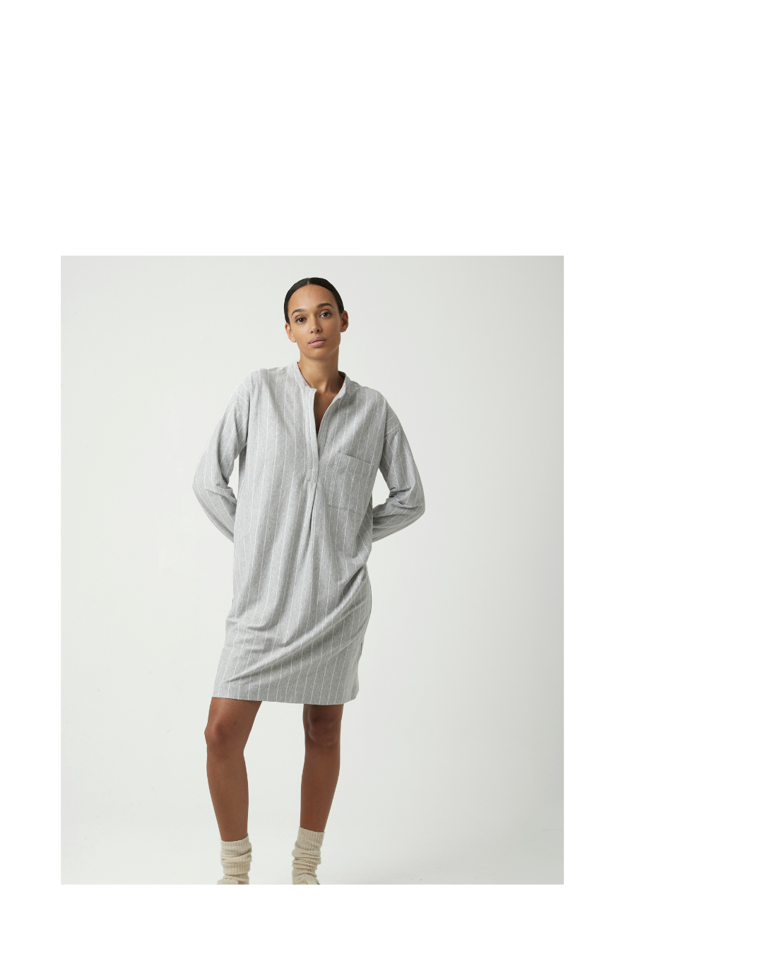 Pluto Nachtkleed Ilanka Grey Chiné Stripe