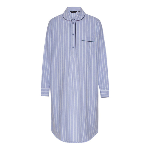 Ambassador Heren Nachthemd Bergen Flanel Blauw Off-white