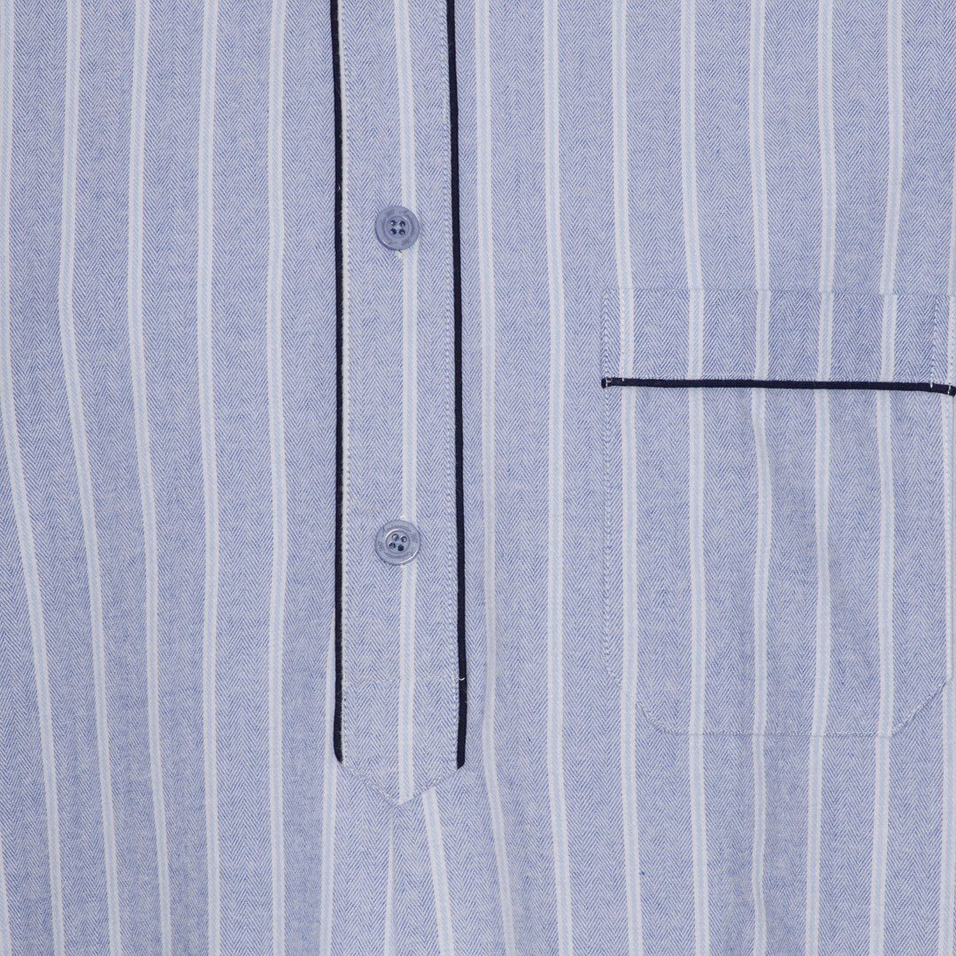 Ambassador Heren Nachthemd Bergen Flanel Blauw Off-white