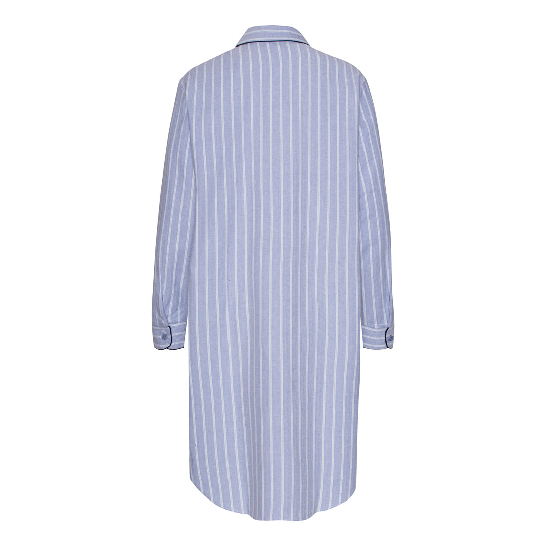 Ambassador Heren Nachthemd Bergen Flanel Blauw Off-white