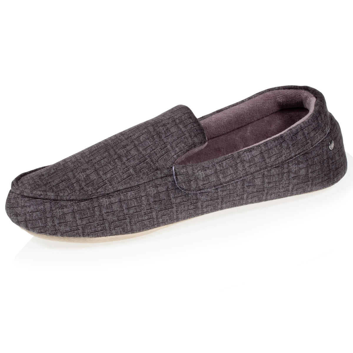 Isotoner Heren Pantoffels Mocassin Soepele Zool Antraciet