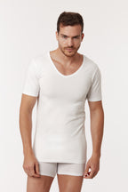 Woody Heren T-shirt V-hals Wit detail 1