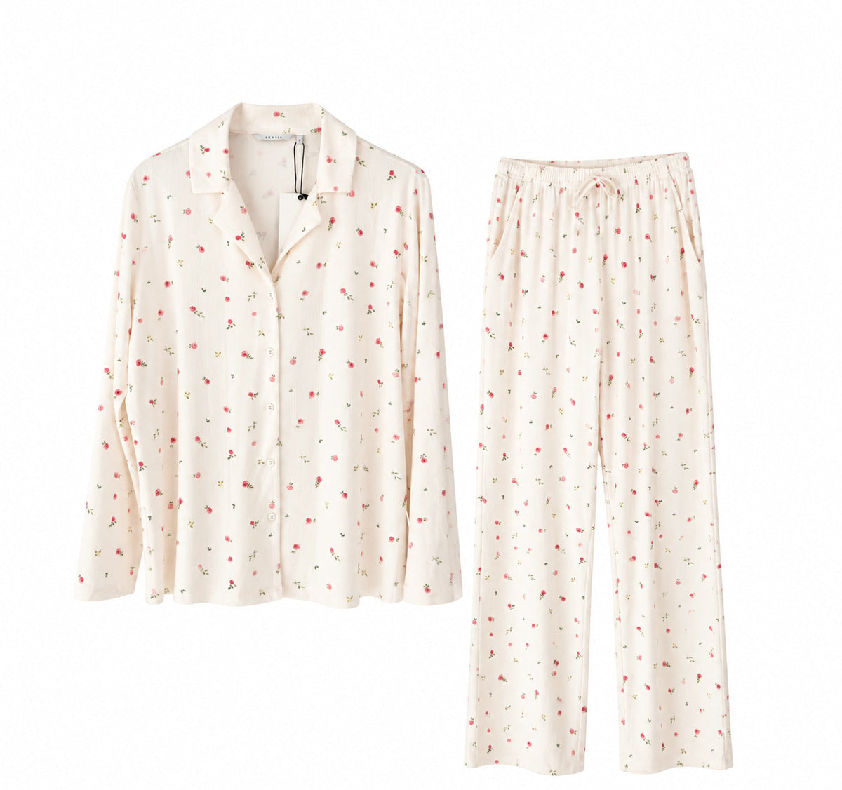 Sensis Pyjama Valerie Crème met Roze Bloemetjes