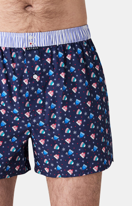 Arthur boxershort Le Club n°1175 Wintermutsen Marine detail 1