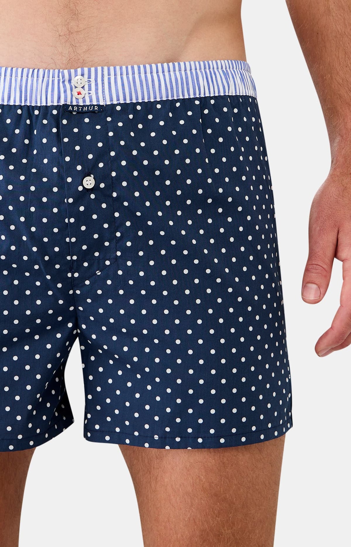 Arthur boxershort Le Club n°002 Bolletjes Marine detail 1
