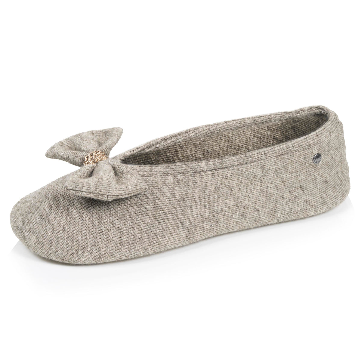 Isotoner Dames Pantoffels Ballerina Grote Strik Kaki