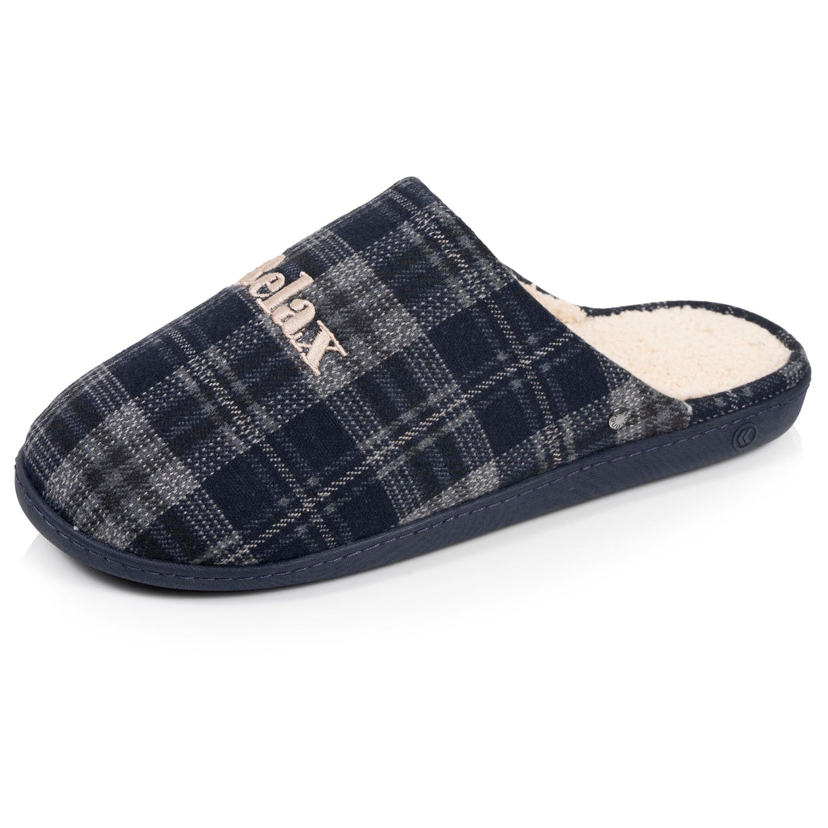 Isotoner Heren Pantoffels Muil Tartan Marine