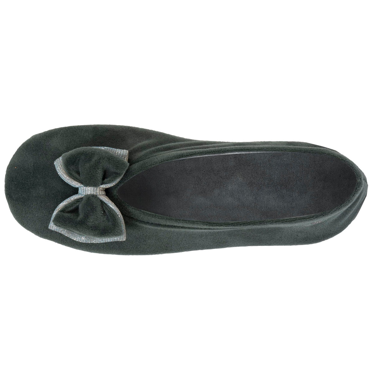Isotoner Dames Pantoffels Ballerina Dubbele Strik Salie