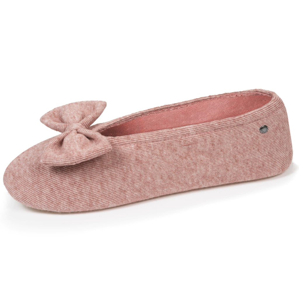 Isotoner Dames Pantoffels Ballerina Gebreid Roze Gemêleerd