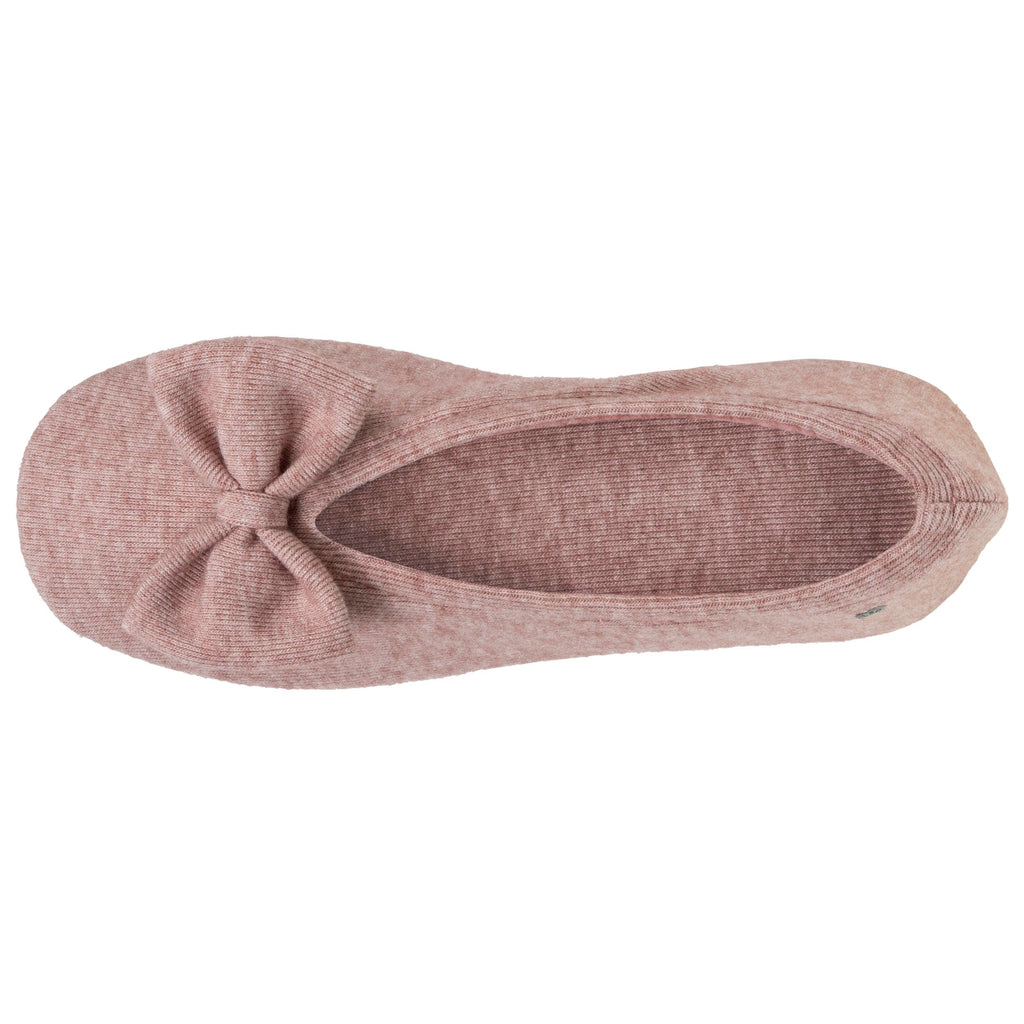 Isotoner Dames Pantoffels Ballerina Gebreid Roze Gemêleerd