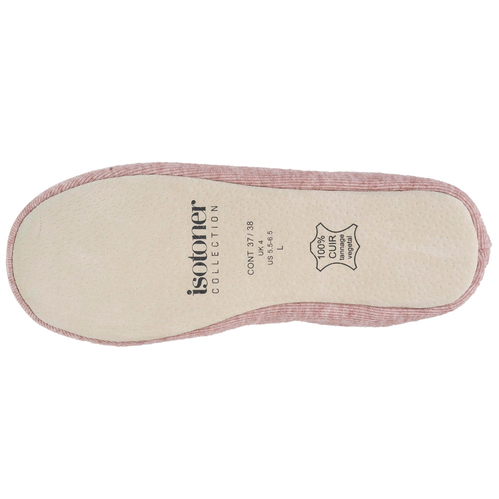 Isotoner Dames Pantoffels Ballerina Gebreid Roze Gemêleerd