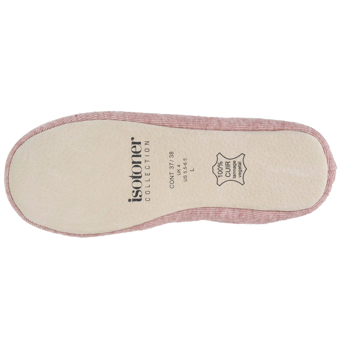 Isotoner Dames Pantoffels Ballerina Gebreid Roze Gemêleerd