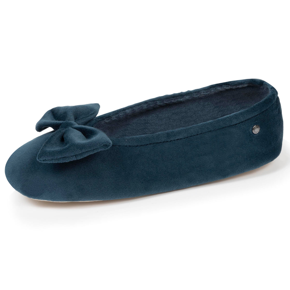Isotoner Dames Pantoffels Ballerina Grote Strik Bleu Canard