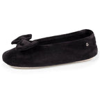 Isotoner Dames Pantoffels Ballerina Grote Strik Zwart