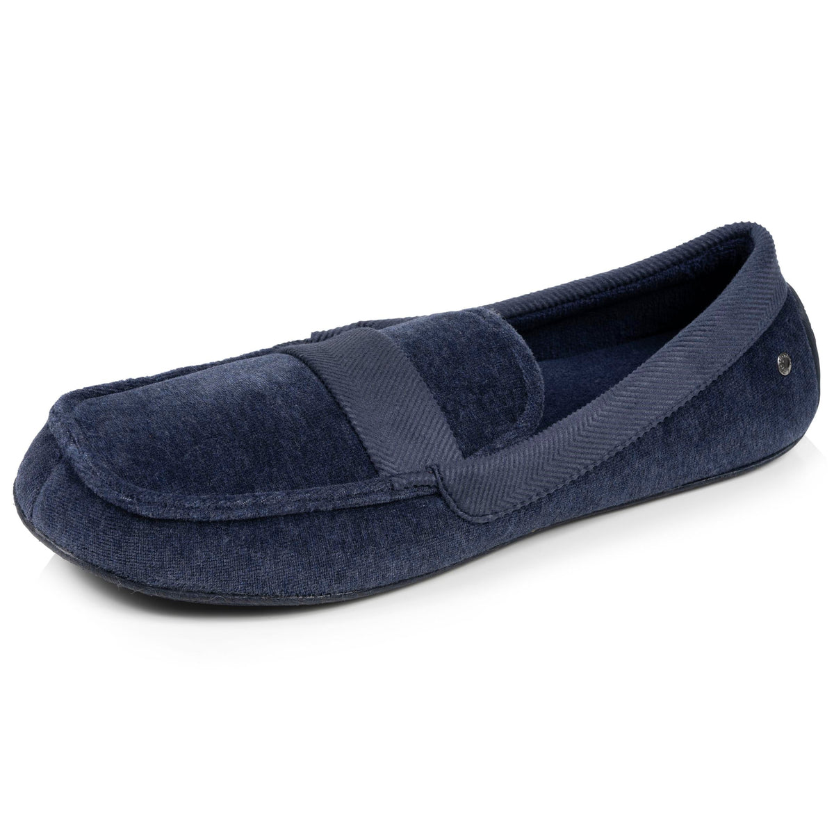 Isotoner Heren Pantoffels Mocassin Marine Gemêleerd