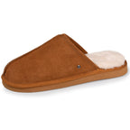 Isotoner Heren Pantoffels Muil Leer Gevoerd Camel