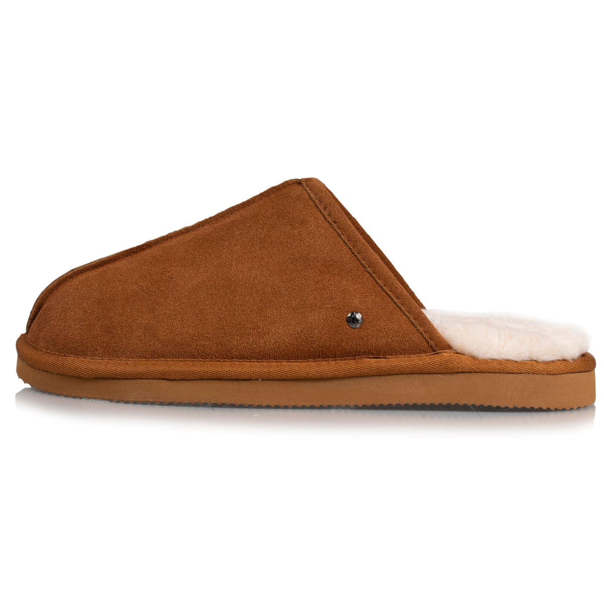 Isotoner Heren Pantoffels Muil Leer Gevoerd Camel