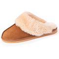 Isotoner Dames Pantoffels Muil Leer Gevoerd Camel