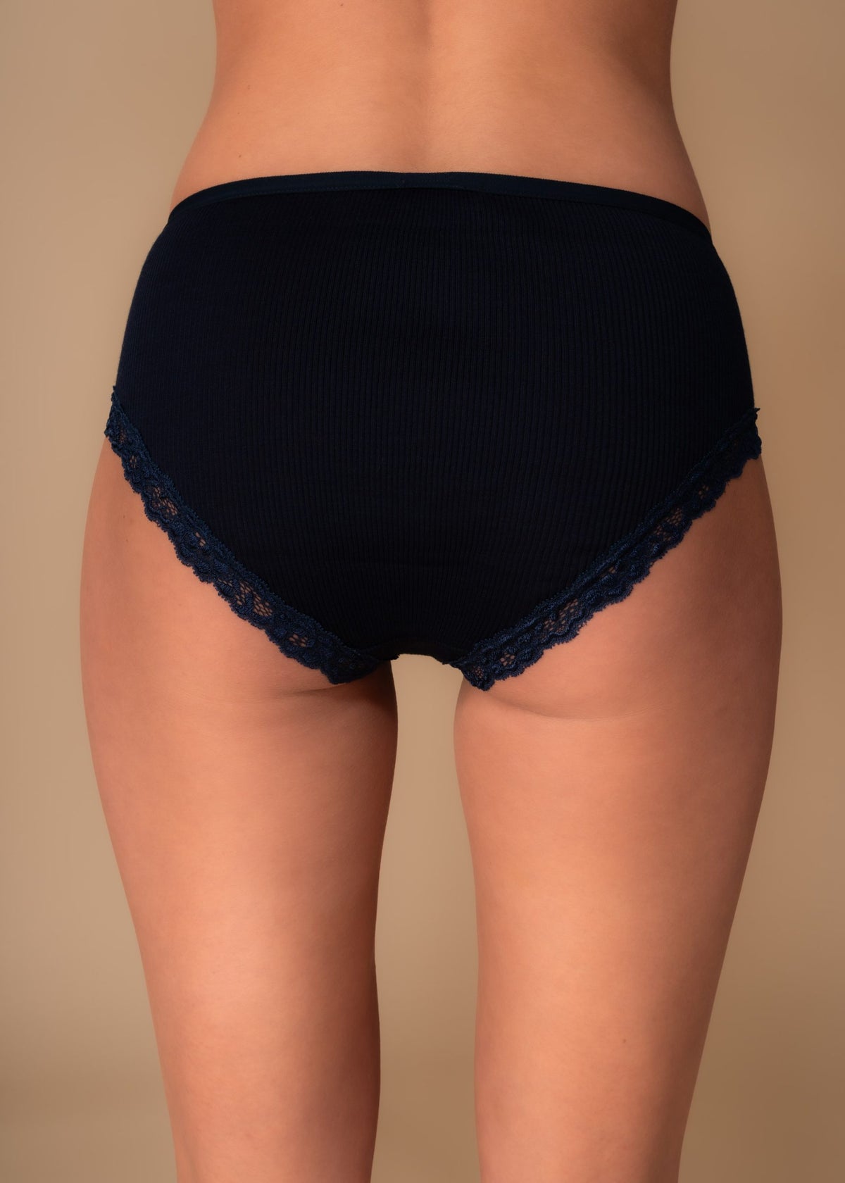 Dames Slip met Kant Wol-Zijde Blue Navy detail 1