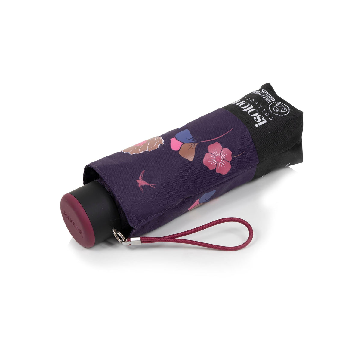 Isotoner Paraplu Mini Slim Blauwe Bloemenfries