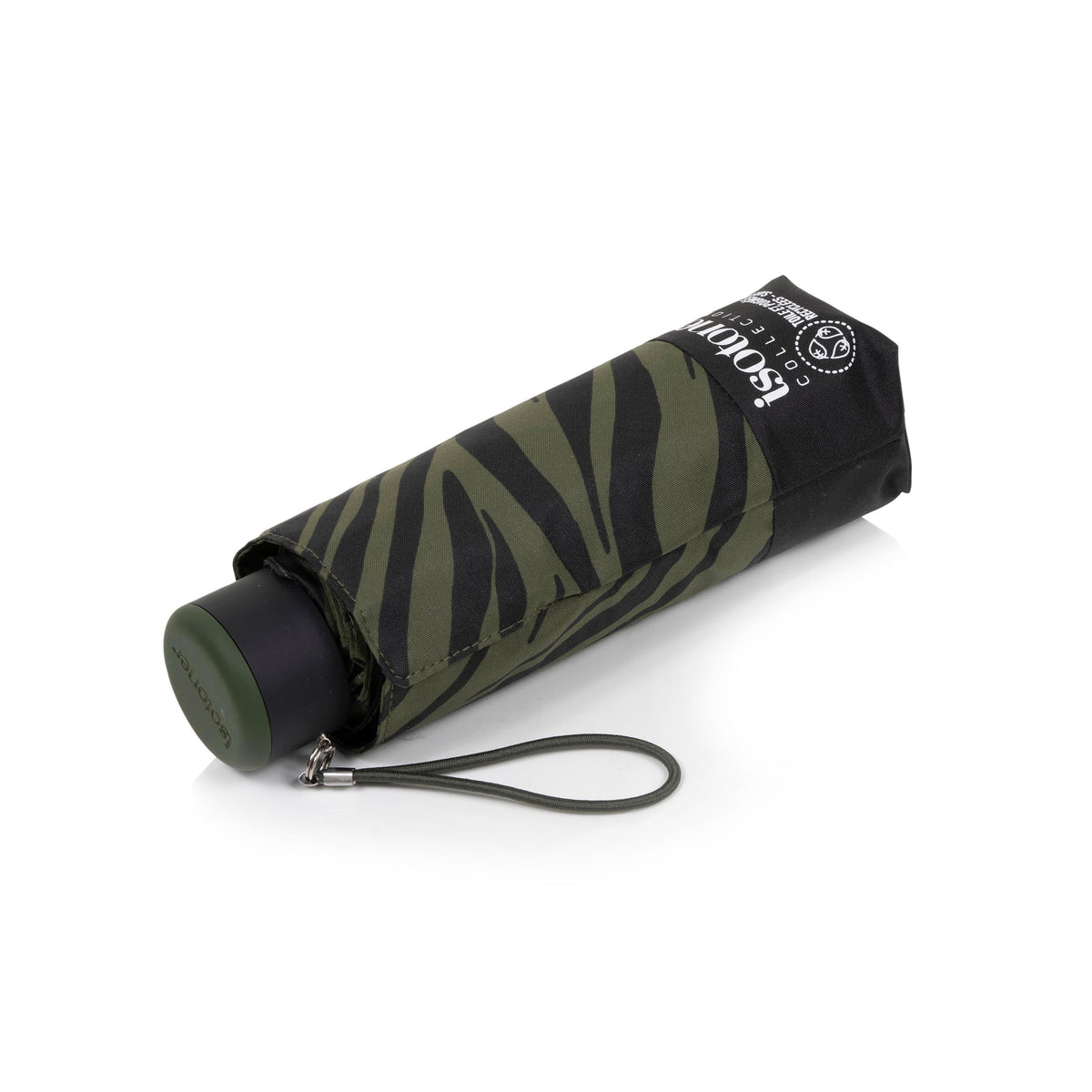 Isotoner Paraplu Mini Slim Zebra Kaki