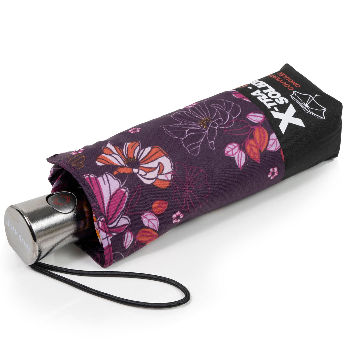 Isotoner Paraplu X-TRA SOLIDE Alpha 23 cm Aubergine Bloemen