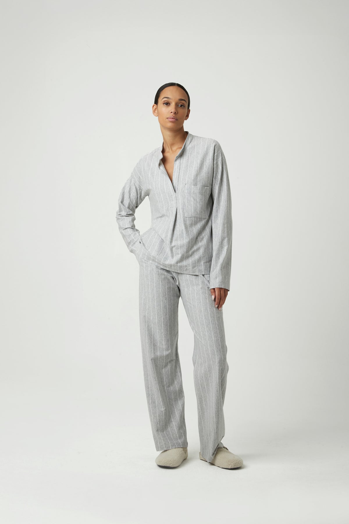 Pluto Pyjama Izzie Grey Chiné Stripe