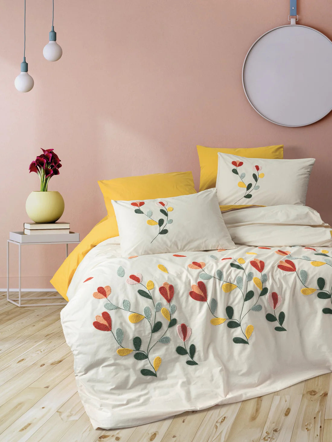 Dekbedovertrek embroidery bloemen